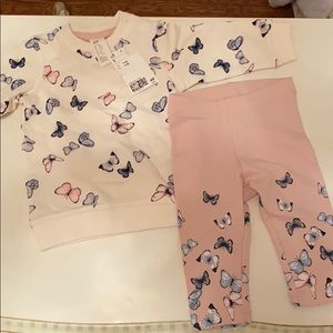 NWT baby girl butterfly sweater and pants set